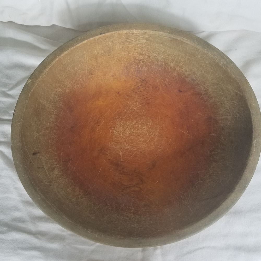 Munising Wooden Dough Bowl 11 Inch Brown Fair Vintage Primitive Rustic